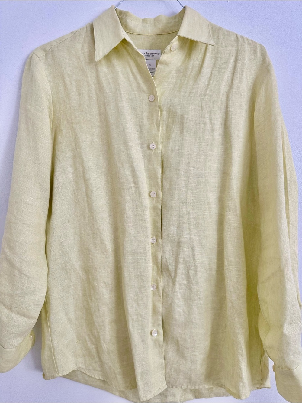 Liz Claiborne Light Lemon Button-Down Linen Shirt